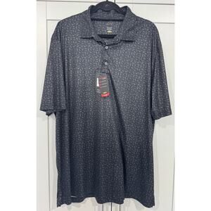 Greg Norman Play Dry Moisture Wicking Golf Polo Shirt Black Geometric XXL